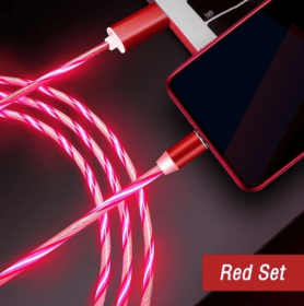 Compatible with Apple, Flowing Ligh Magnetic Streamer Data Line Cable for Iphone Android Typec (Option: Apple-Red 3pcs)
