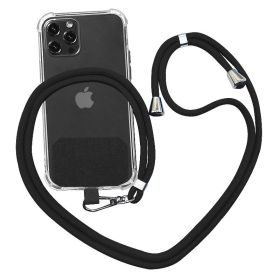 Strap Lanyard 9 Colors Soft Rope For Cell Phone Hanging Cord (Color: Black)